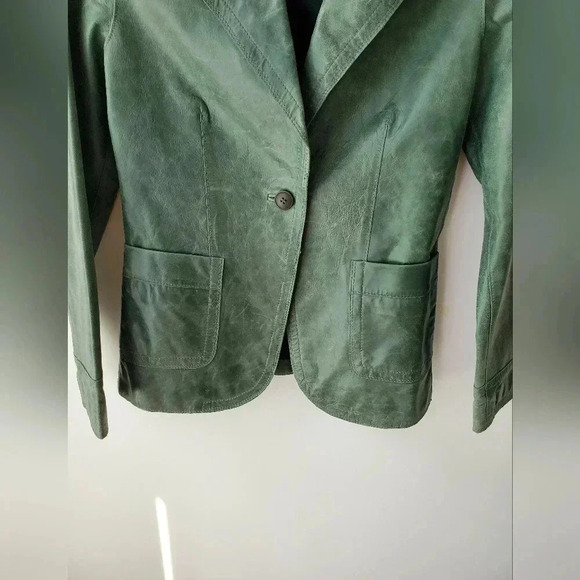 Part two 70's vibe green olive suede leather jacket - Picture 6 of 15